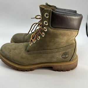 Timberland Men's Premium Waterproof Nubuck Boots Olive Green Size 9